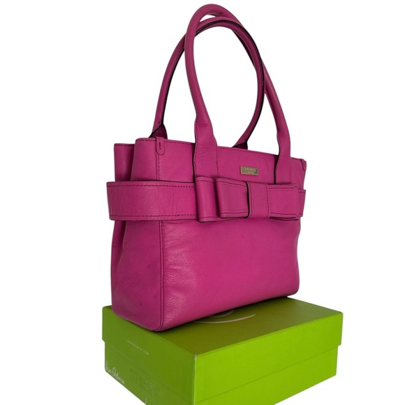 KATE SPADE QUINN VILLABELLA STUNNING PINK LEATHER BOW SATCHEL BAG & WALLET - Picture 3 of 10